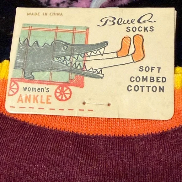 Blue Q Womens Casual Ankle Socks - Maroon and Orange - Picture 4 of 5